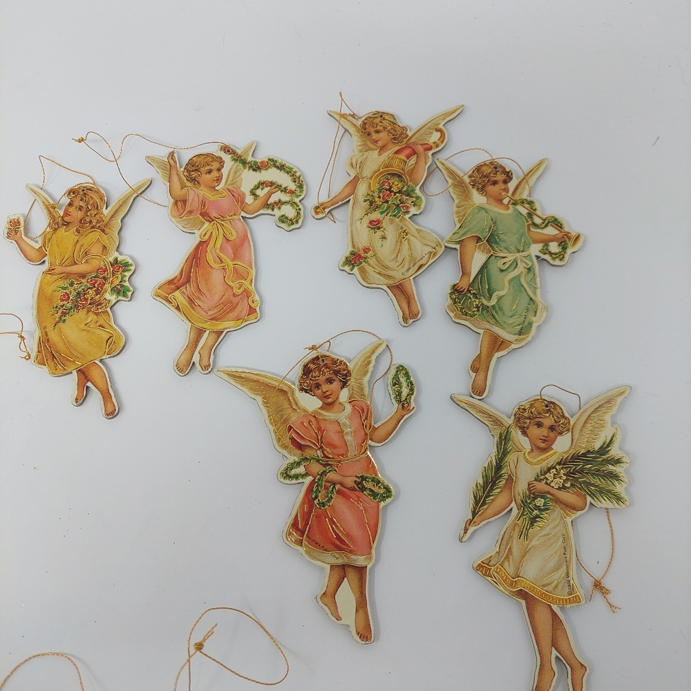 Merrimack Die Cast Cardboard Ornaments Lot Of 24 Vintage 1979 1985 1986 Angels - Picture 4 of 9
